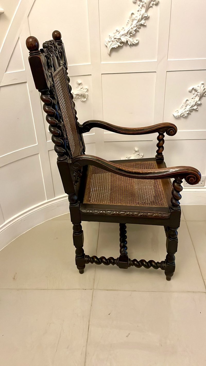 Large Antique Victorian Quality Carved Oak Throne Chair - Image 5